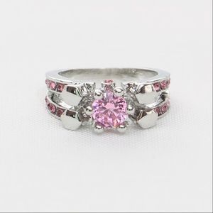 NWOT Pink Zirconia 18k White Gold Filled Ring